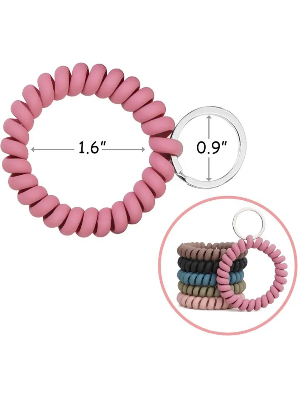 6PCS Stretchable Wristbands & Keychains - Flexible Spiral Coil for Gym, Pool, ID